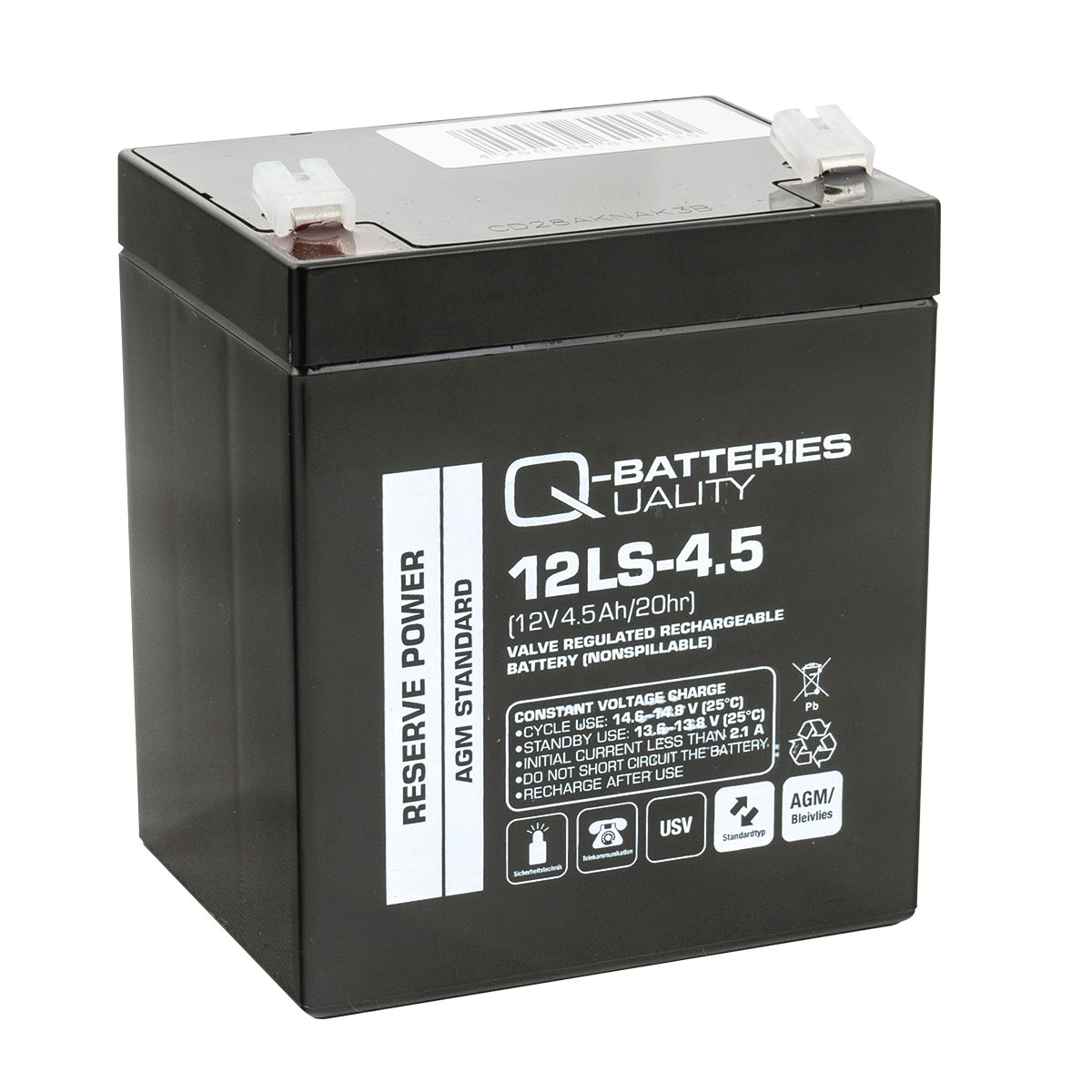 Q-Batteries 12LS-4.5 12V 4,5Ah Blei-Vlies Akku / AGM VRLA