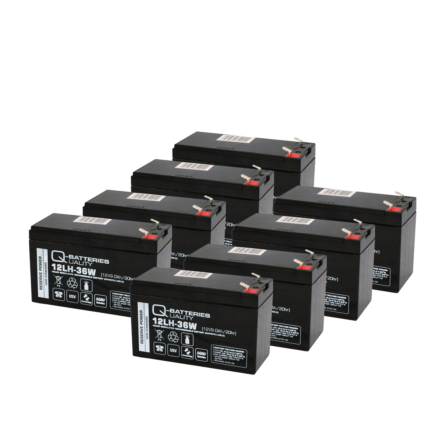 Ersatzakku für RBC12, RBC27, RBC105 AGM Batterie 12V 9Ah (8 Akkus)