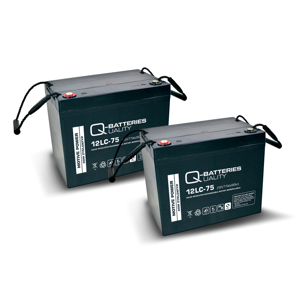 Ersatzakku für Invacare G23 2 St. Q-Batteries 12LC-75 / 12V - 77Ah Blei Akku Zyklentyp AGM VRLA