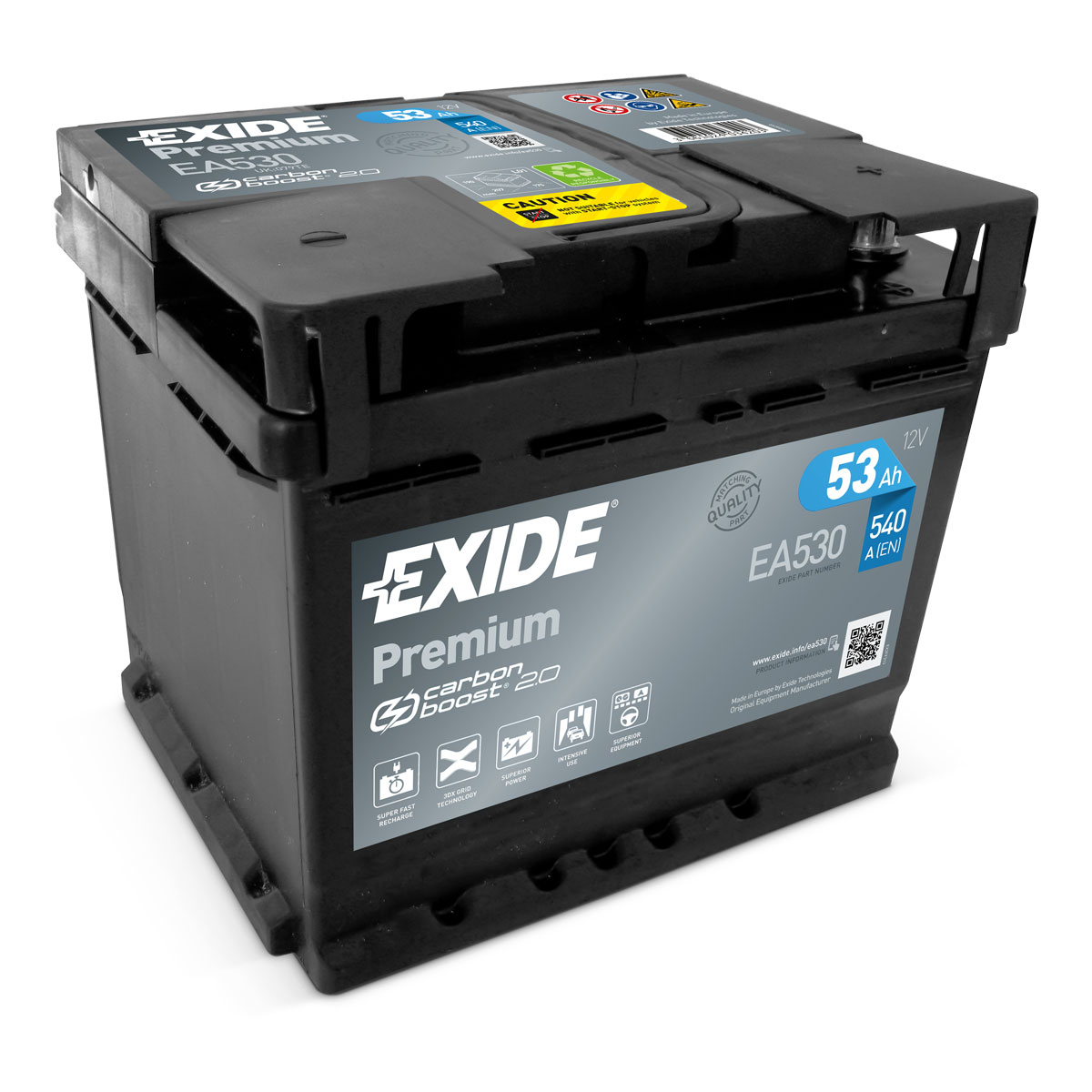 Exide EA530 Premium Carbon Boost 53Ah 540A Autobatterie