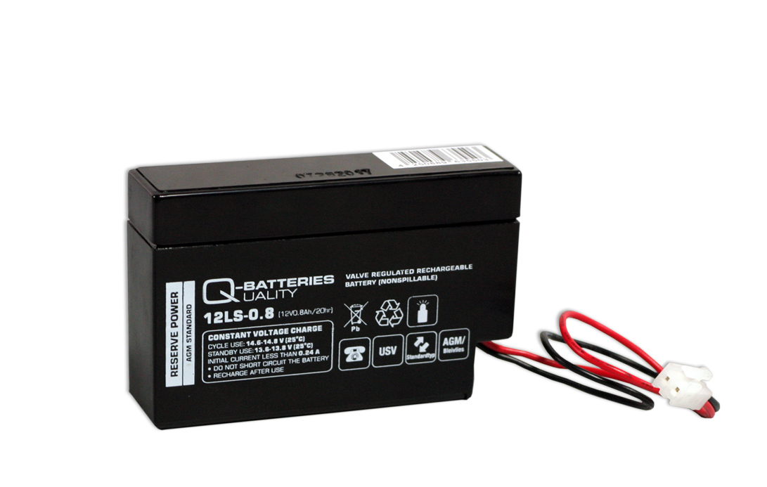 Q-Batteries 12LS-0.8 12V 0,8Ah Blei-Vlies-Akku / AGM mit JST Stecker