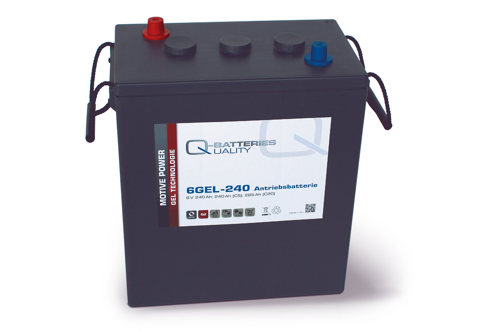 Q-Batteries 6GEL-240 Antriebsbatterie 6V 240Ah (5h) 292Ah(20h) wartungsfreier Gel-Akku VRLA