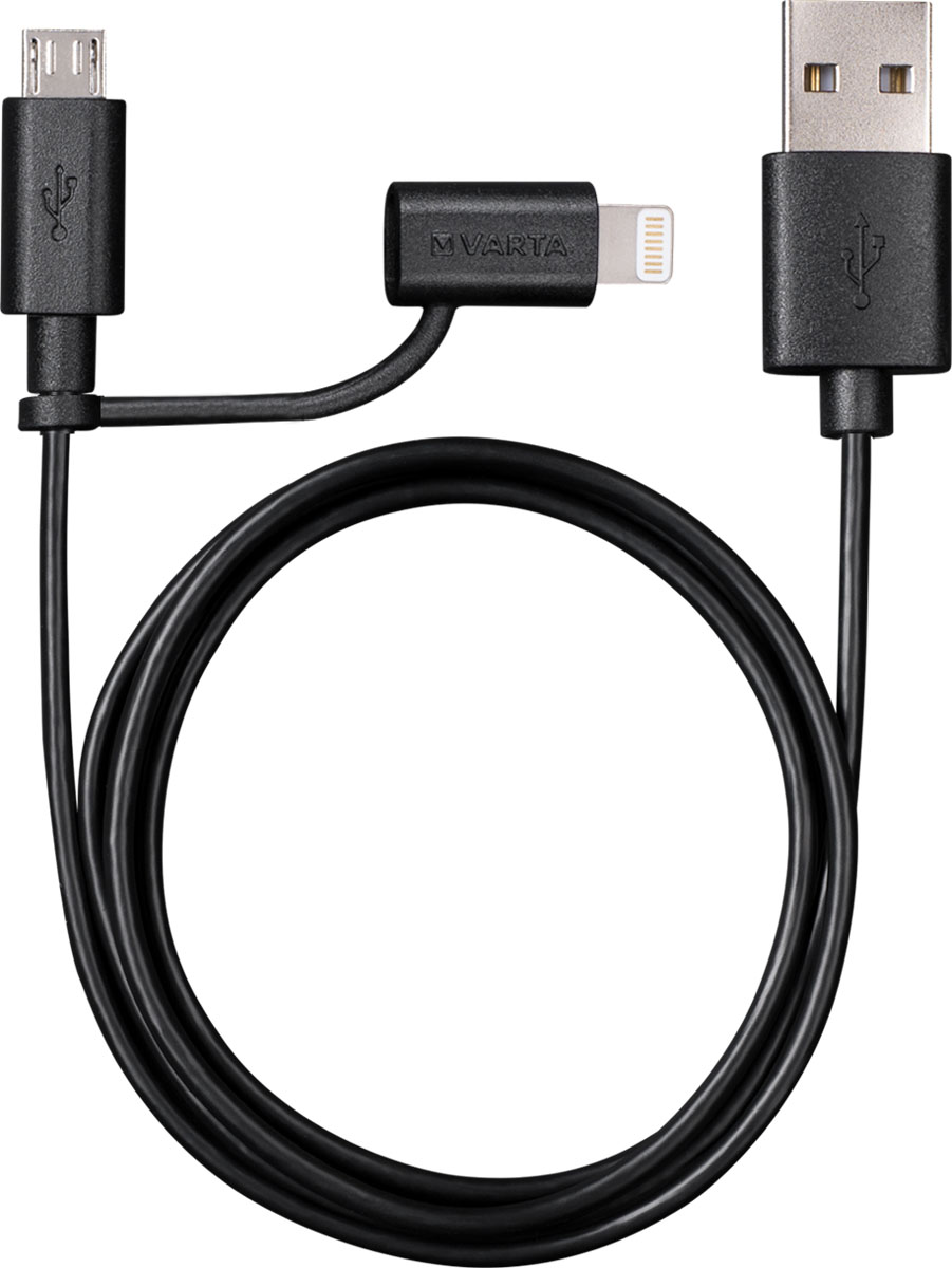 Varta 2in1 Ladekabel Micro USB + Lightning 1m für iPhone und iPad