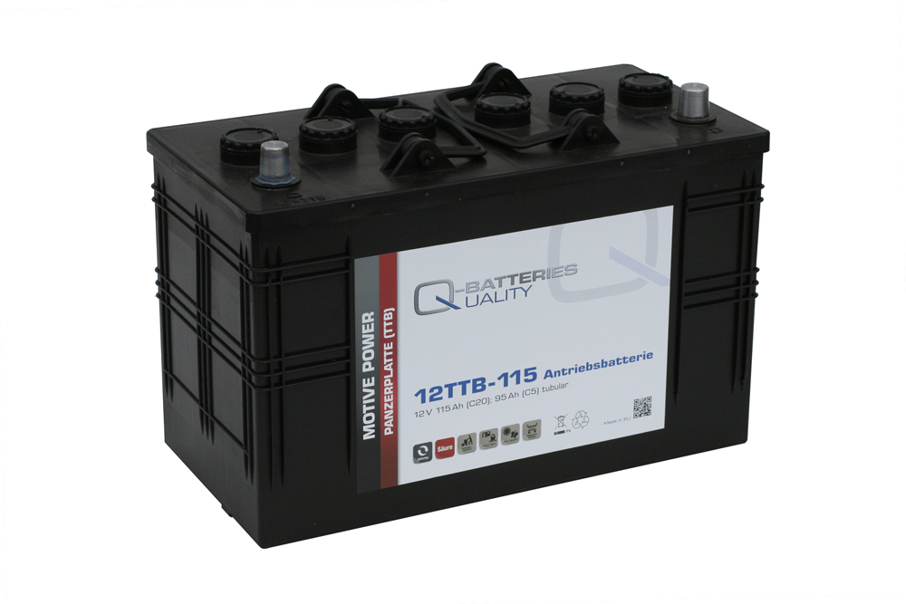 Q-Batteries 12TTB-115 12V 115Ah (C20) geschlossene Blockbatterie, positive Röhrchenplatte