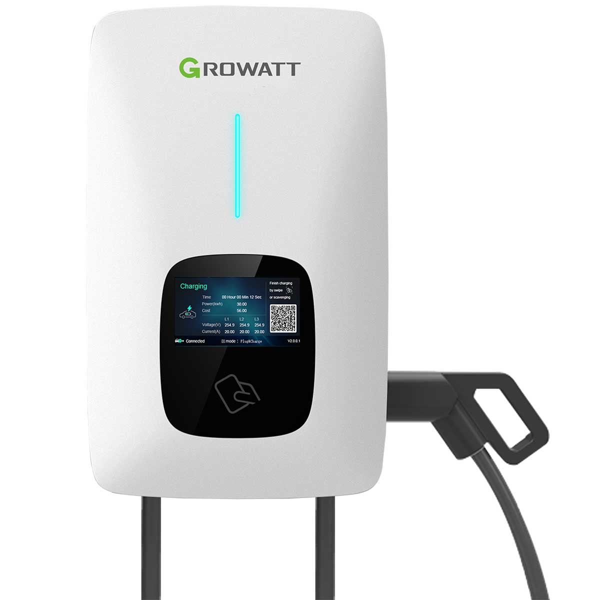 Growatt THOR 22AS-P Wallbox 3-phasig mit RFID-Karte 5m Kabel Stecker Typ2