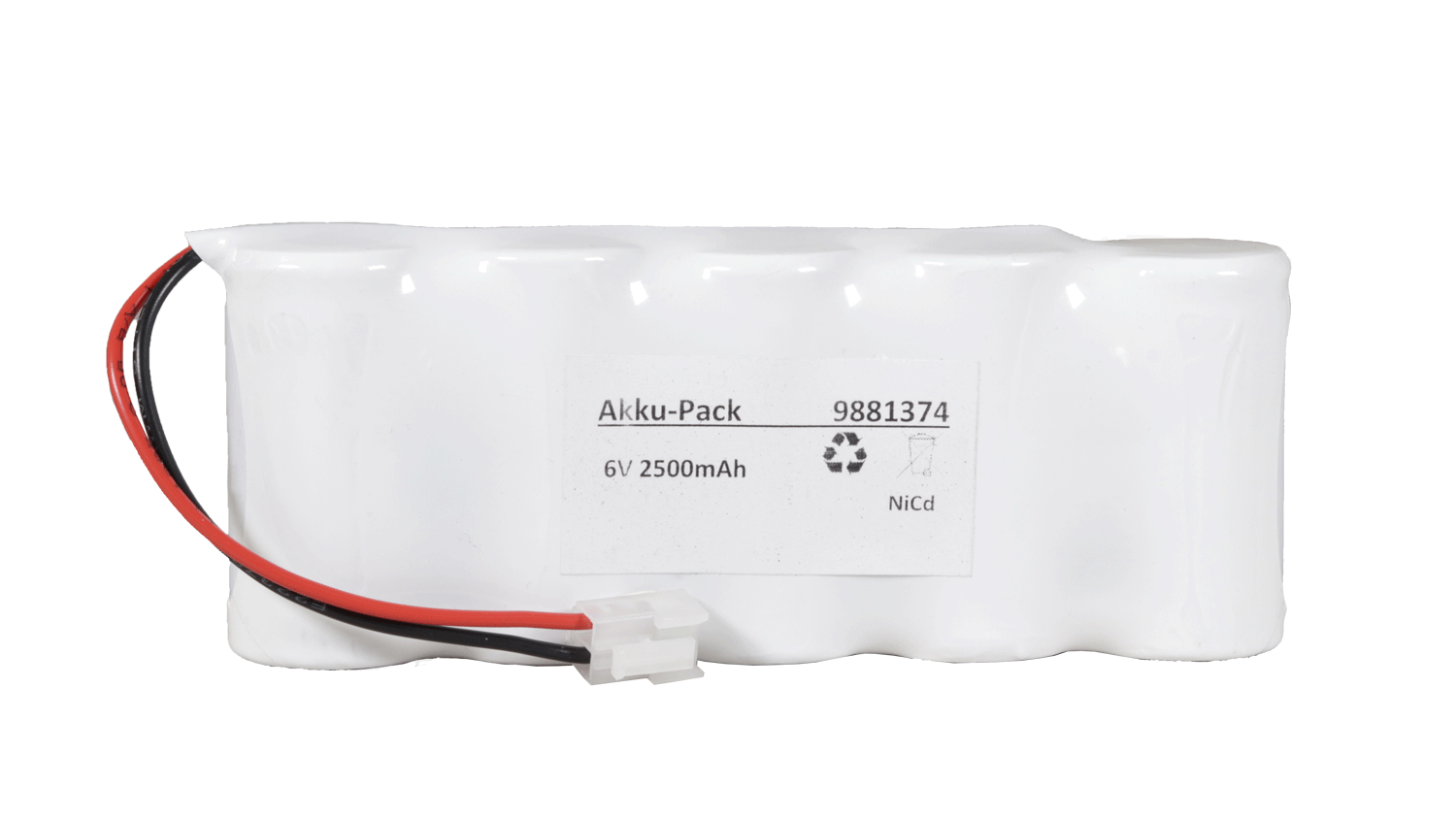 Akku Pack 6V 2500mAh für Notbeleuchtung Reihe NiCd F5x1 mit Kabel + und Stecker JST-VHR2  