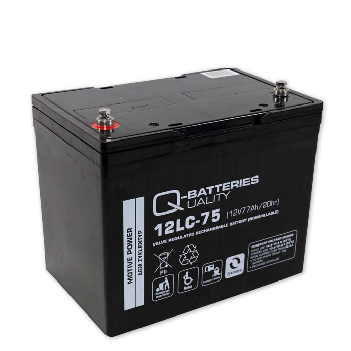Q-Batteries 12LC-75 12V - 77Ah AGM Bleiakku mit Tragegurt