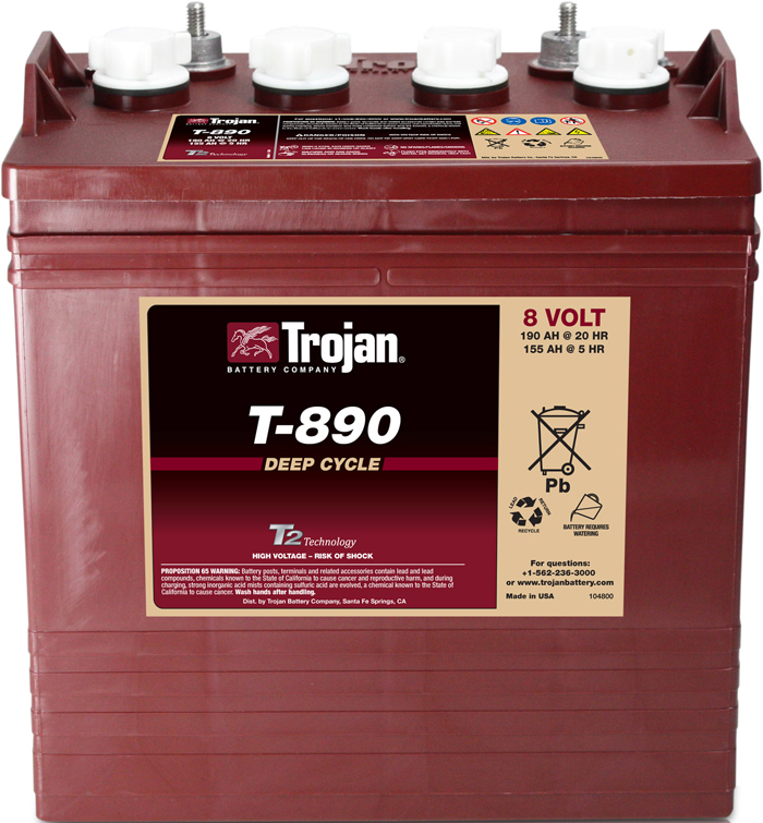 Trojan T-890 8V 190Ah Deep Cycle Traktionsbatterie ELPT-Anschluss