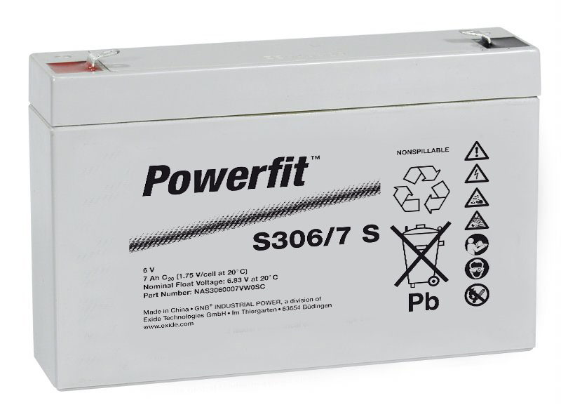 Exide Powerfit S306/7 S 6V 7,5Ah dryfit Blei-Akku AGM