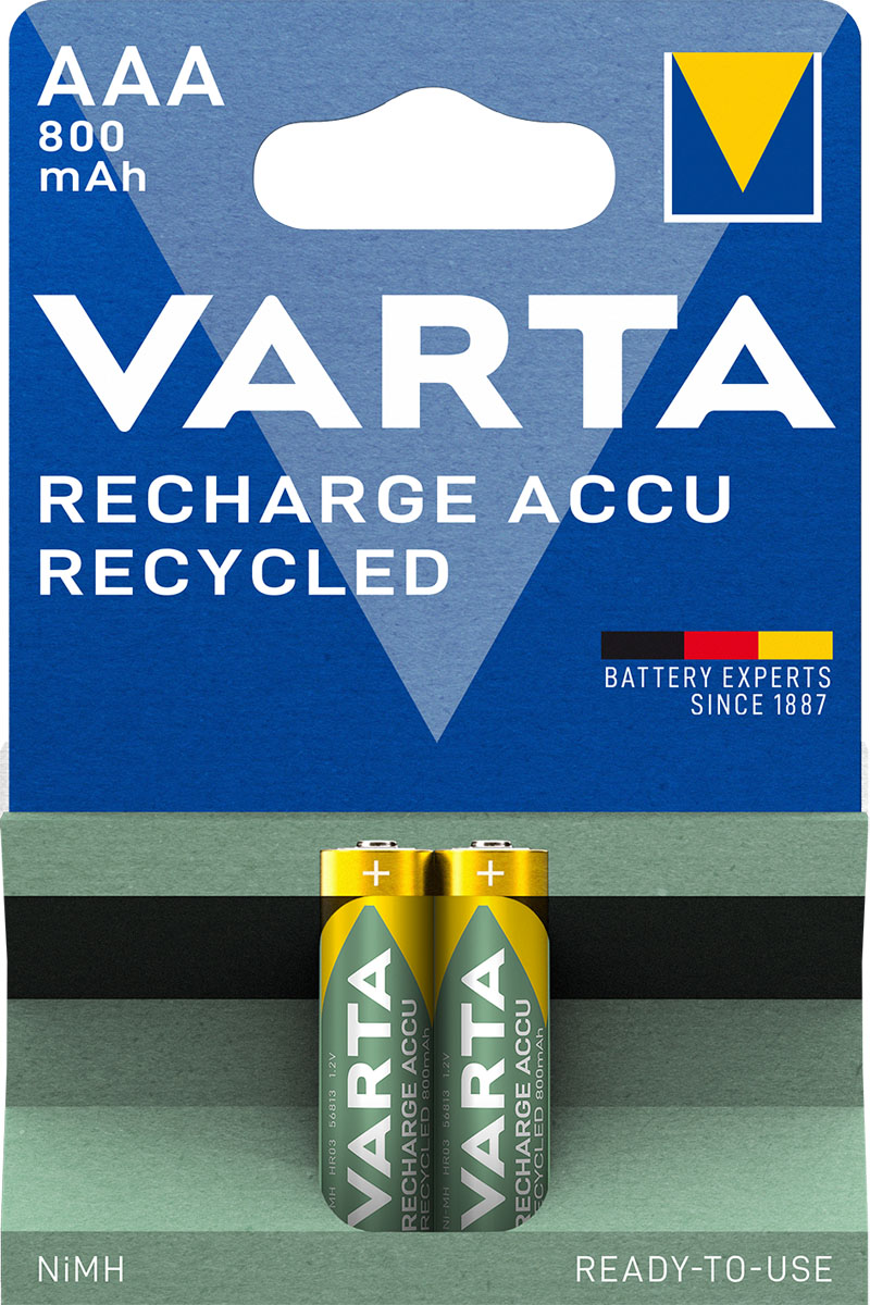 Varta AAA 800mAh Akku Recharge Recycled NiMH (2er Blister)