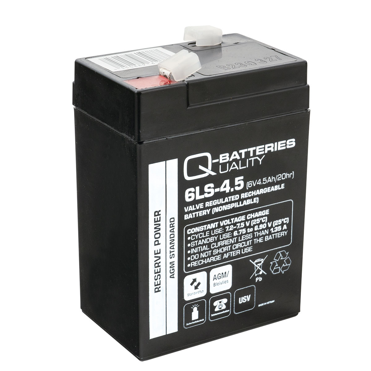 Q-Batteries 6LS-4.5 6V 4,5Ah Blei-Vlies Akku / AGM VRLA