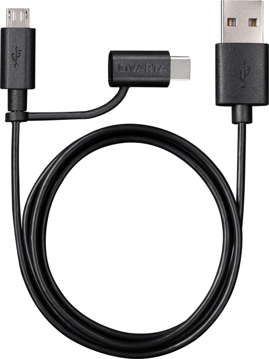 Varta 2in1 Ladekabel USB Typ C + USB Type C 1m
