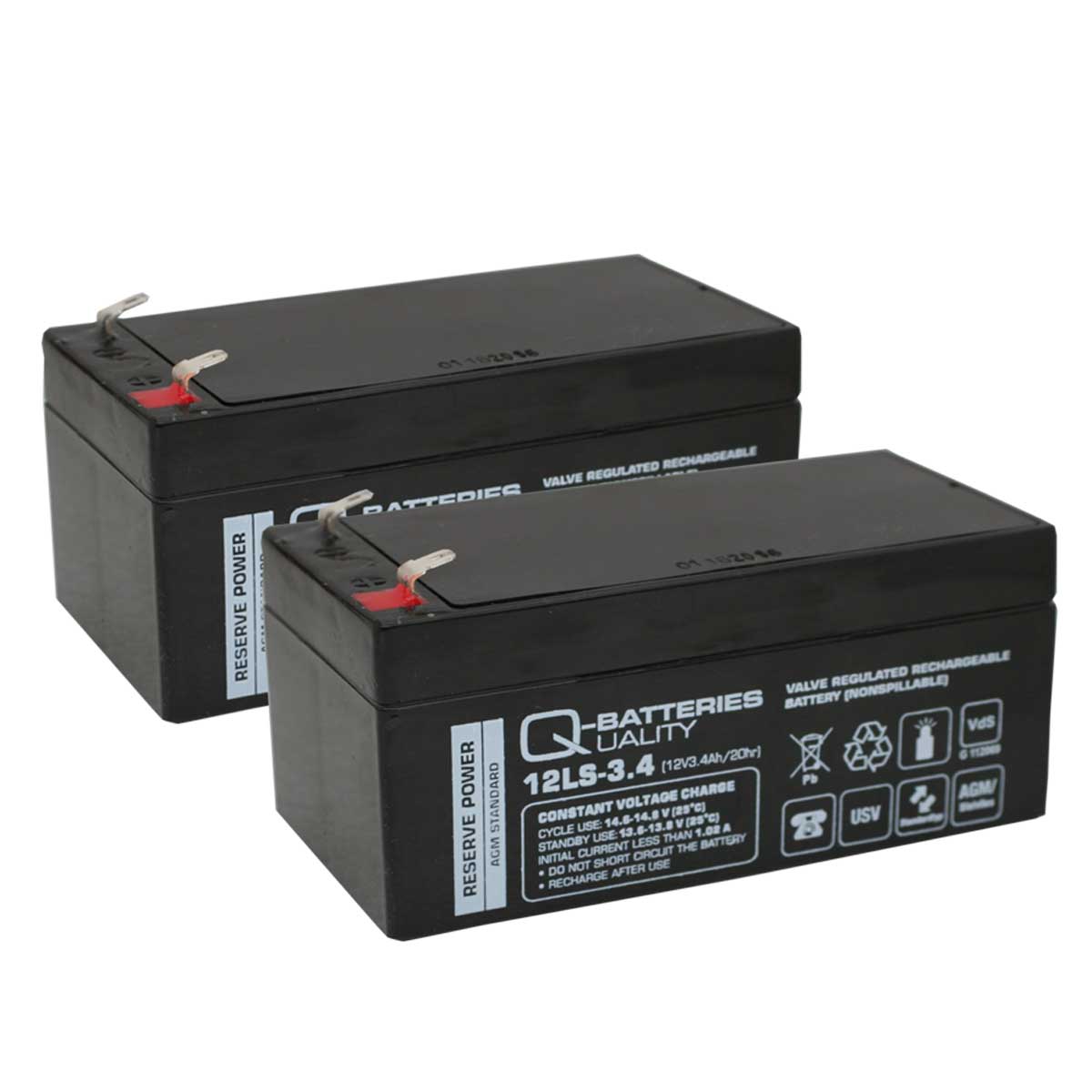 Q-Batteries Ersatzakku für Treppenlifte und Patientenlifter 24V 3,4Ah (2 x 12V)
