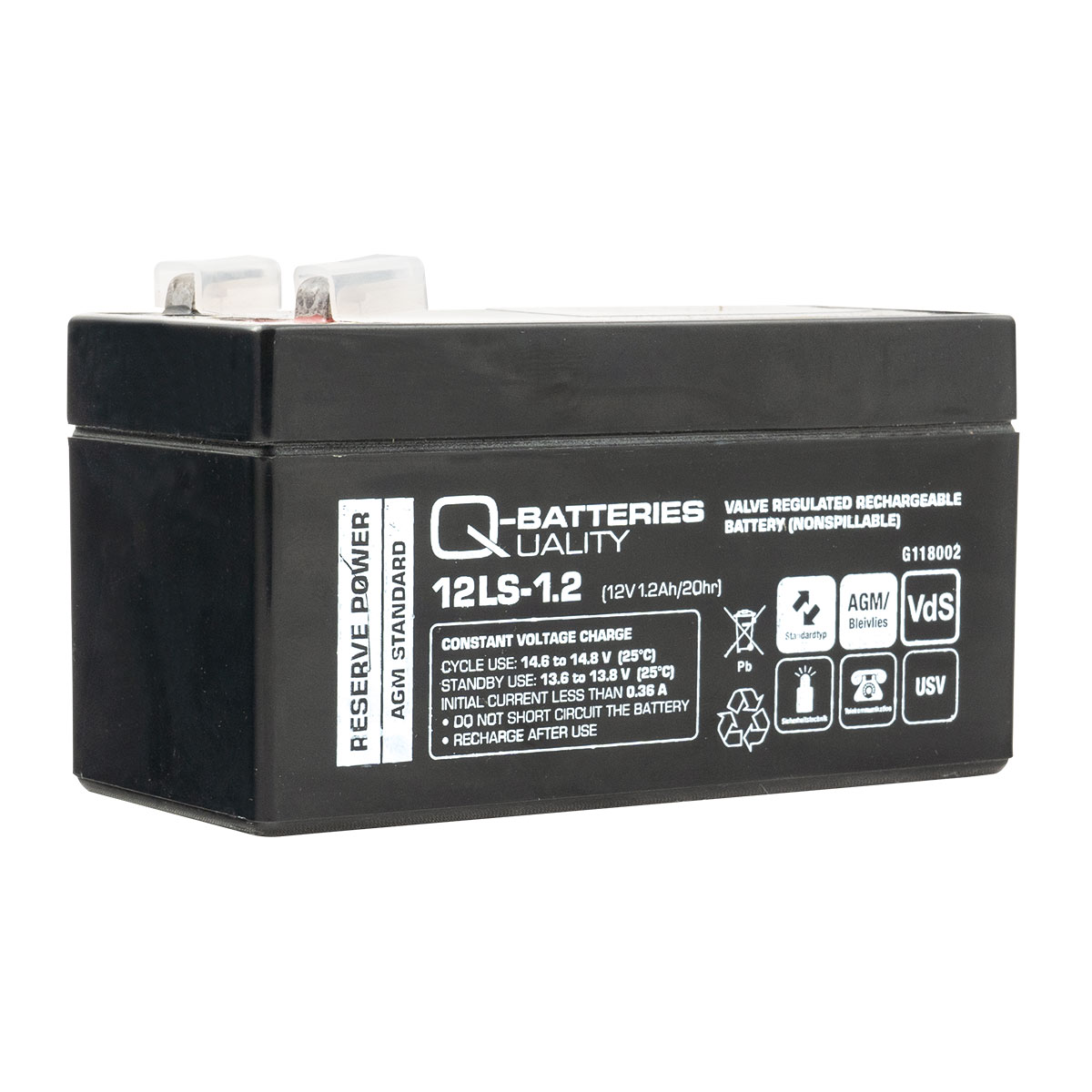 Q-Batteries 12LS-1.2 12V 1,2Ah Blei-Vlies Akku / AGM VRLA mit VdS