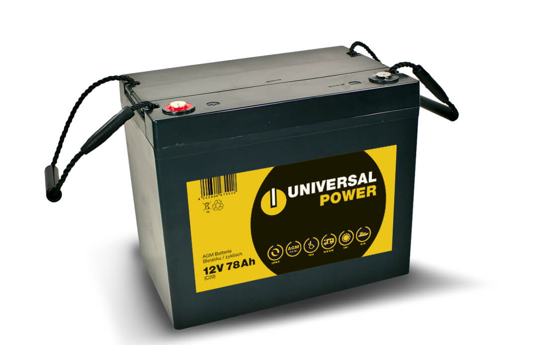 Universal Power 75-12C 12V 78Ah AGM Batterie wartungsfrei zyklenfest