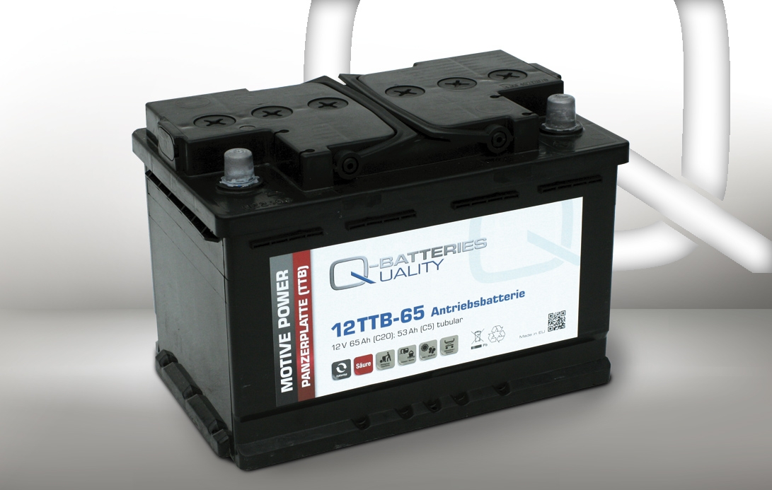 Q-Batteries 12TTB-65 12V 65Ah (C20) geschlossene Blockbatterie, positive Röhrchenplatte