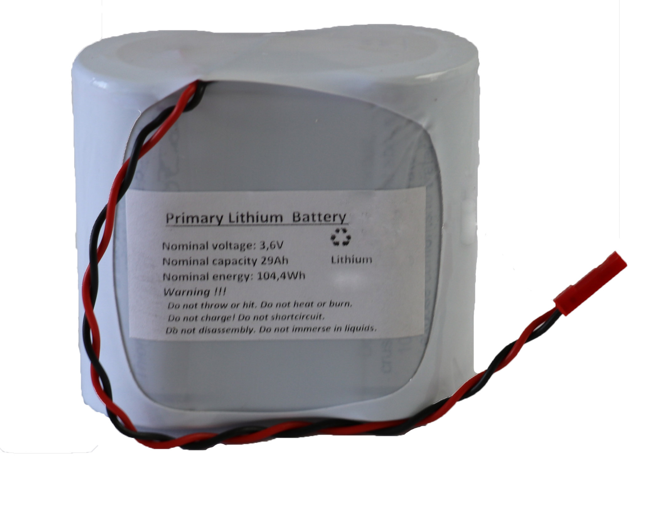 Batteriepack Lithium ER34615M F2x1 3,6V 29000mAh mit Kabel, JST SYP-2T Stecker  