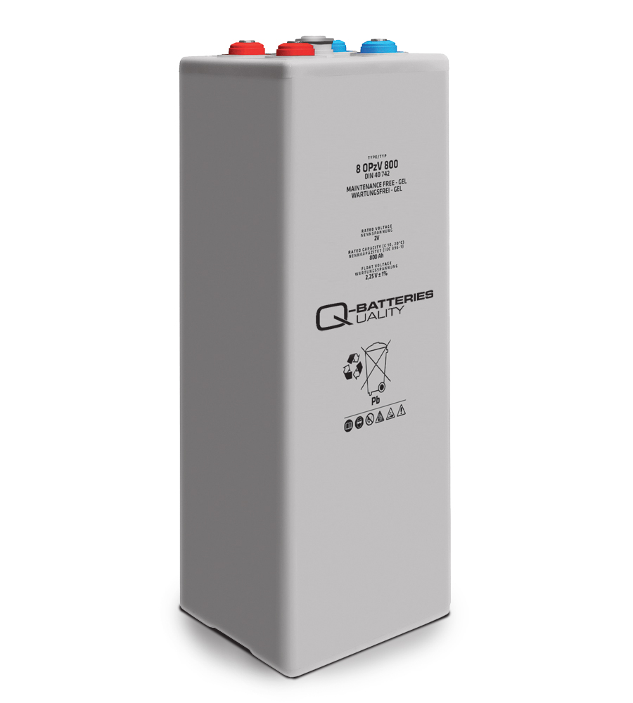 Q-Batteries 8 OPzV 800 2V 816 Ah (C10) verschlossene stationäre Gel-Batterie VRLA
