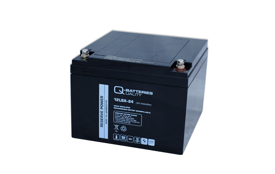 Q-Batteries 12LSX-24 12V 24Ah Blei-Vlies-Akku / AGM 10 Jahre