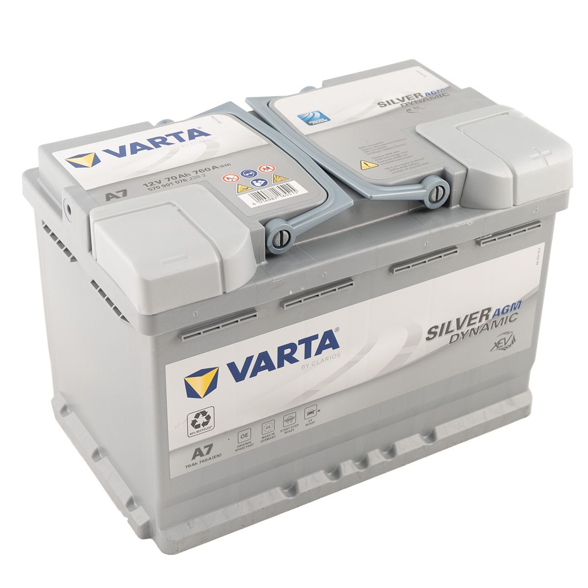 VARTA A7 Silver Dynamic AGM 12V 70Ah 760A Autobatterie Start Stop 570 