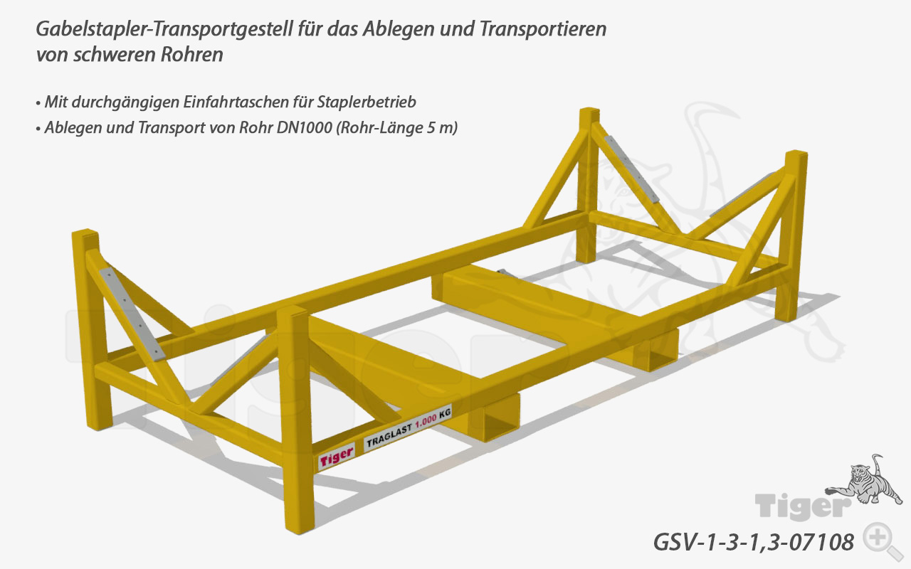 Tiger Sonder-Stapler-Transportgestell für das Ablegen und Transportieren von schweren Rohren