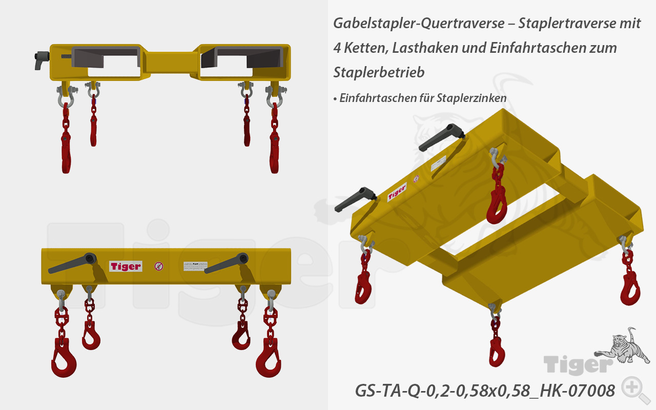 Tiger Sonder-Staplerhaken mit vier Lasthaken, doppelt