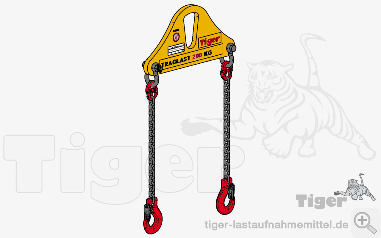 Tiger Sonder-Balkentraverse mit zwei gelenkig angebrachten Kettensträngen, starr