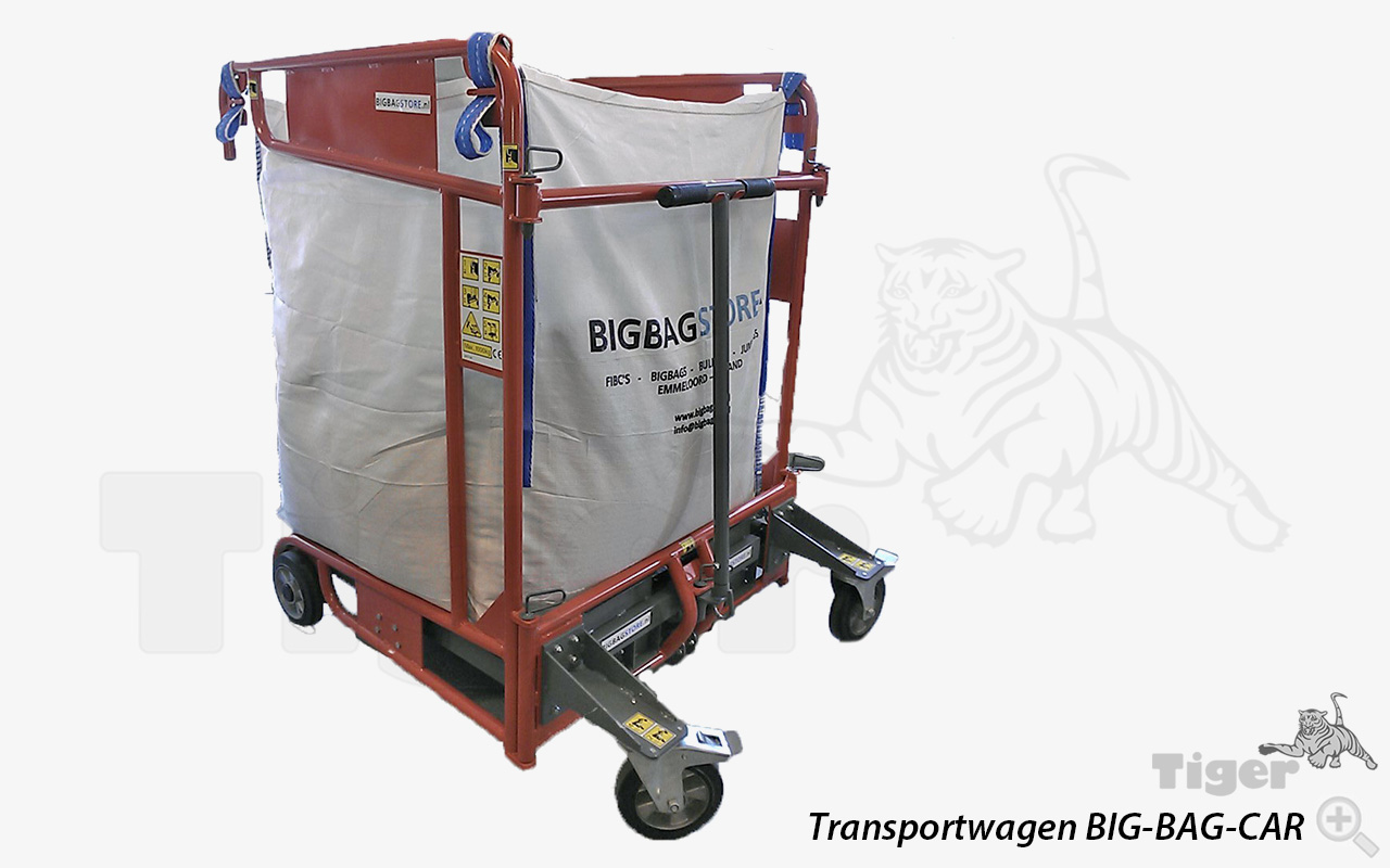 Beladewagen für den rollenden Transport von Big-Bags – BigBag-Wagen mit Vollgummirollen