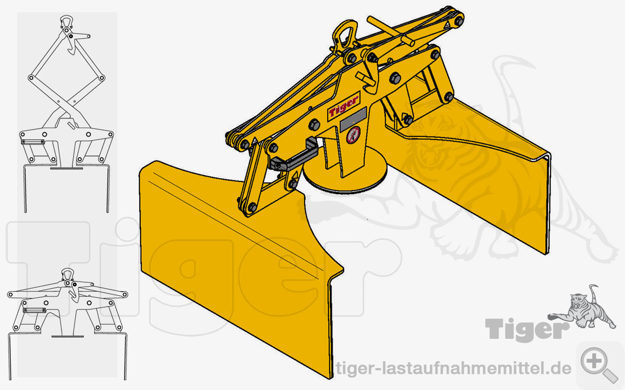 Tiger Sonder-Parallelgreifer für quaderförmige Lasten mit glatter Oberfläche