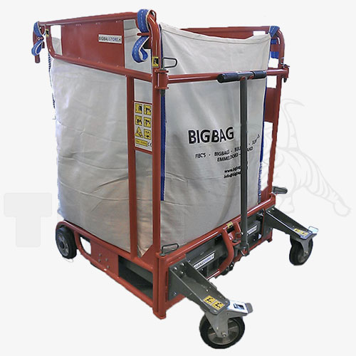 Beladewagen für den rollenden Transport von Big-Bags – BigBag-Wagen mit Vollgummirollen