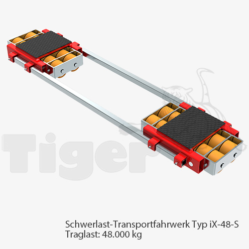 Schwerlast-Transportfahrwerke mit PU-Rollen zur 3-Punkt-Auflage TH: 180 mm