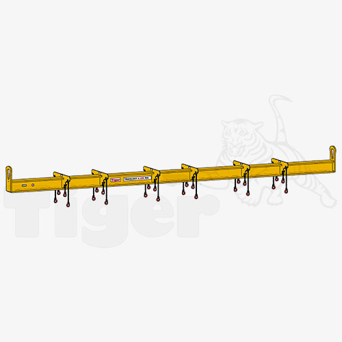 Tiger Sonder-2-Kran-Traversen als Balkentraverse mit 12 Hakenketten und 24 Lasthaken