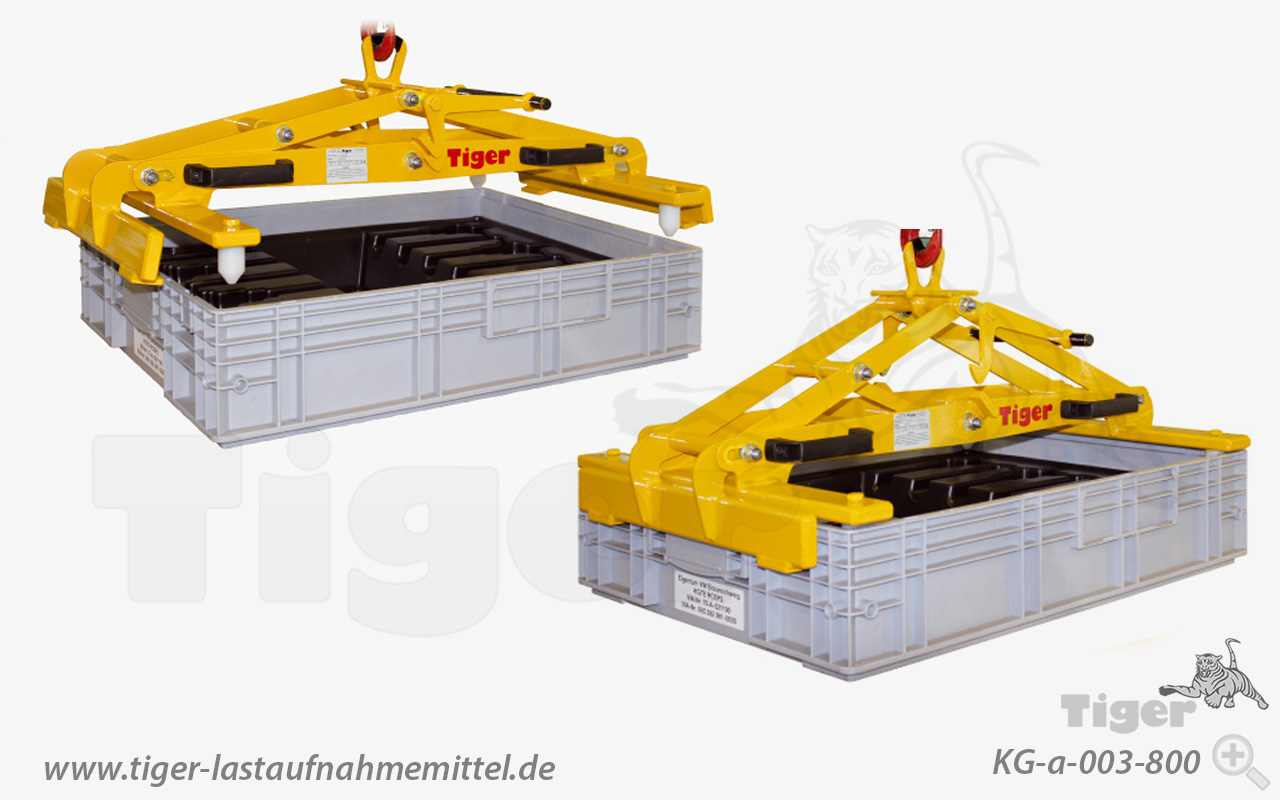 Tiger Sonder-Kastengreifer für Transportkästen aus PVC-Kunststoff