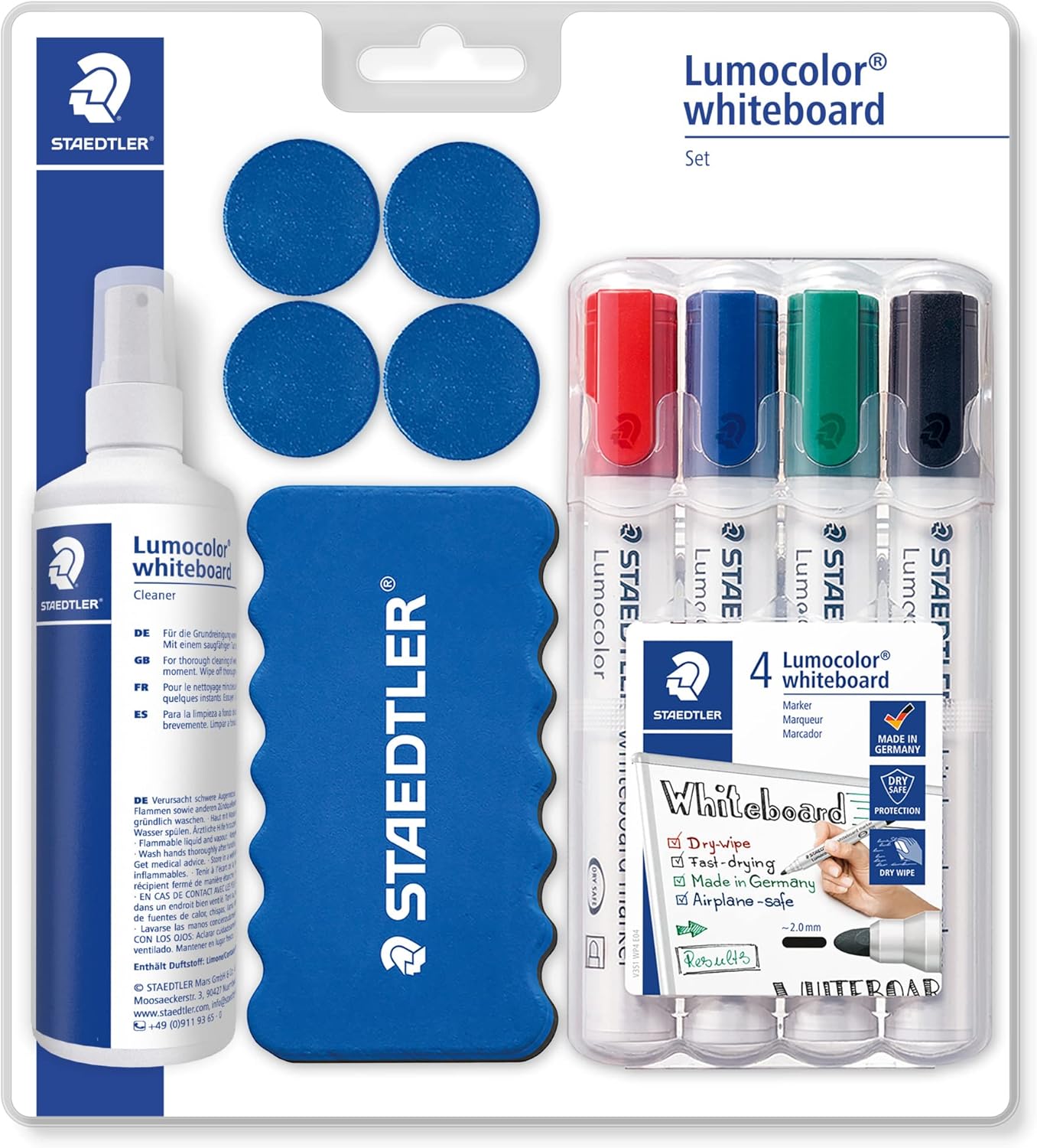 Whiteboard-Set für Whiteboards mit Marker, Wischer, Reinigungsspray und Haftmagneten