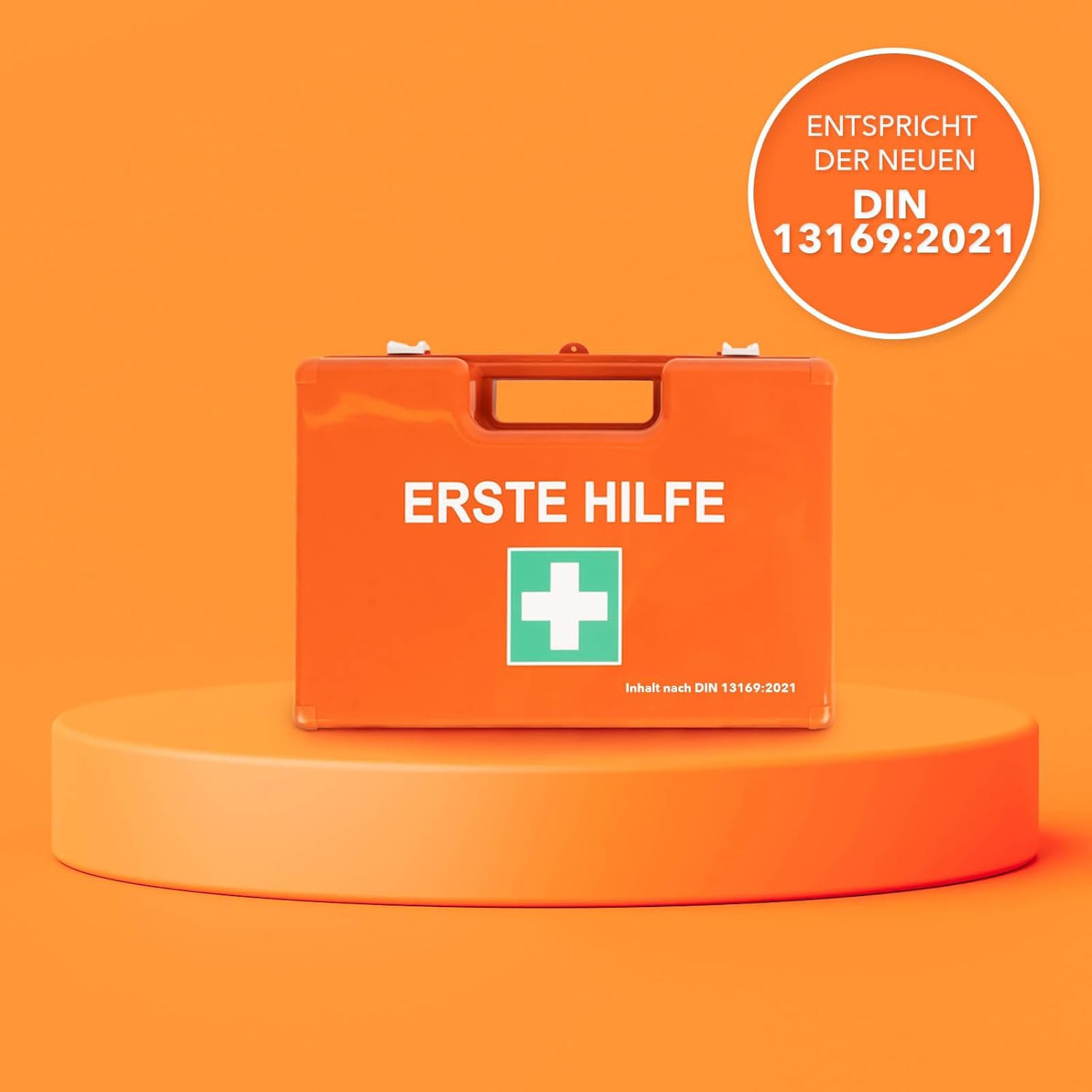 Große Erste Hilfe Kasten für Werkstatt DIN 13169 gefüllt inkl. Wandhalterung | 1 Hilfe Verbandkasten Set für Betriebe & Gastro, Notfallbox bis 100 Mitarbeiter & Zuhause (44.5 x 32 x 15cm)