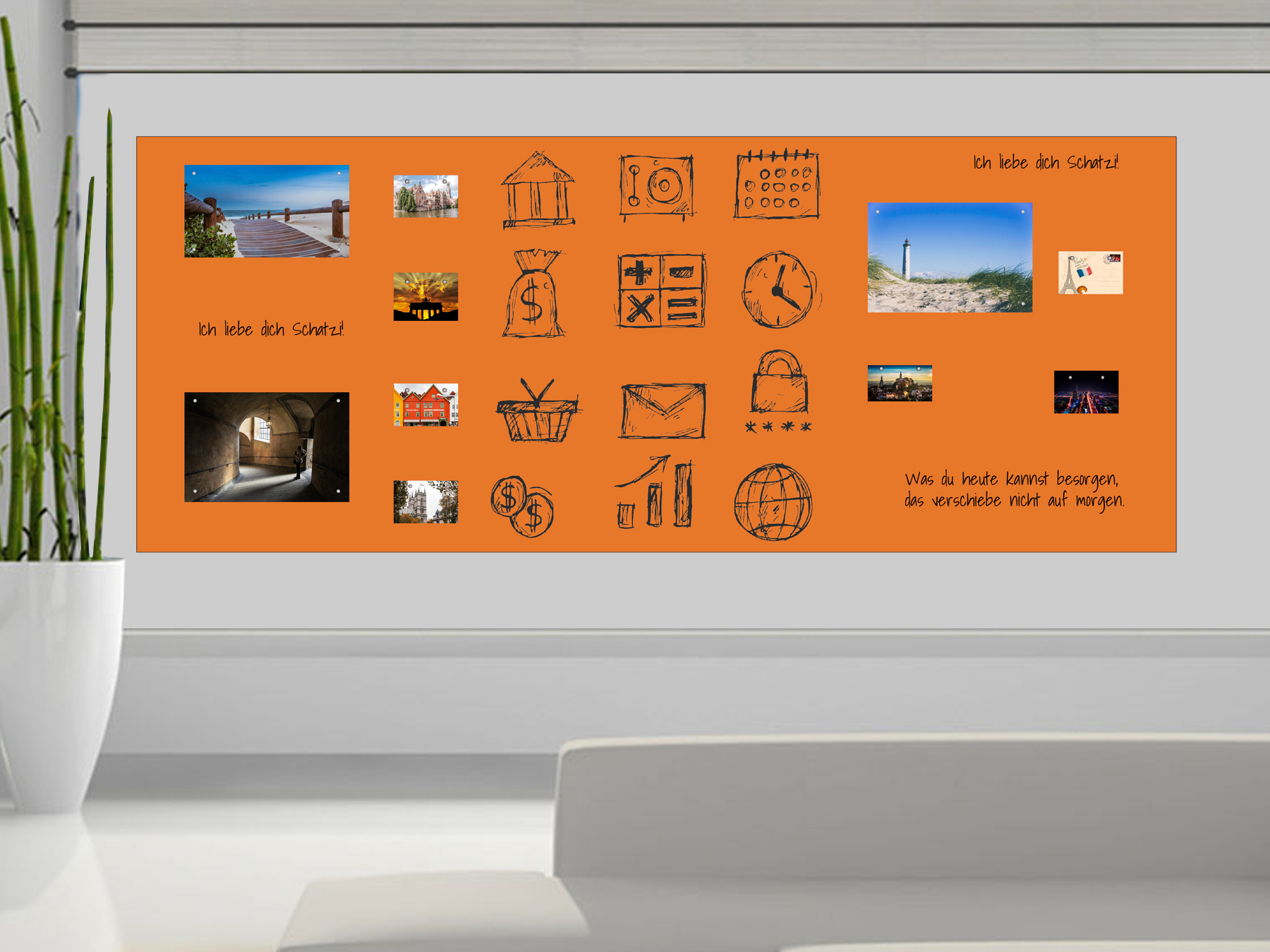 300x120cm | Whiteboardfolie selbstklebend & magnetisch | orange