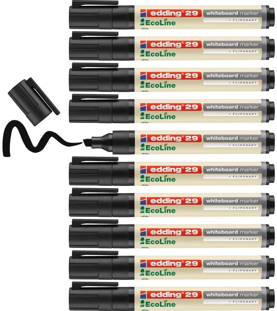 10er Set Whiteboardmarker EcoLine EDDING® 29 - schwarz - klimaneutrales Produkt 10er Set Whiteboardmarker EcoLine EDDING® 29 - schwarz - klimaneutrales Produkt