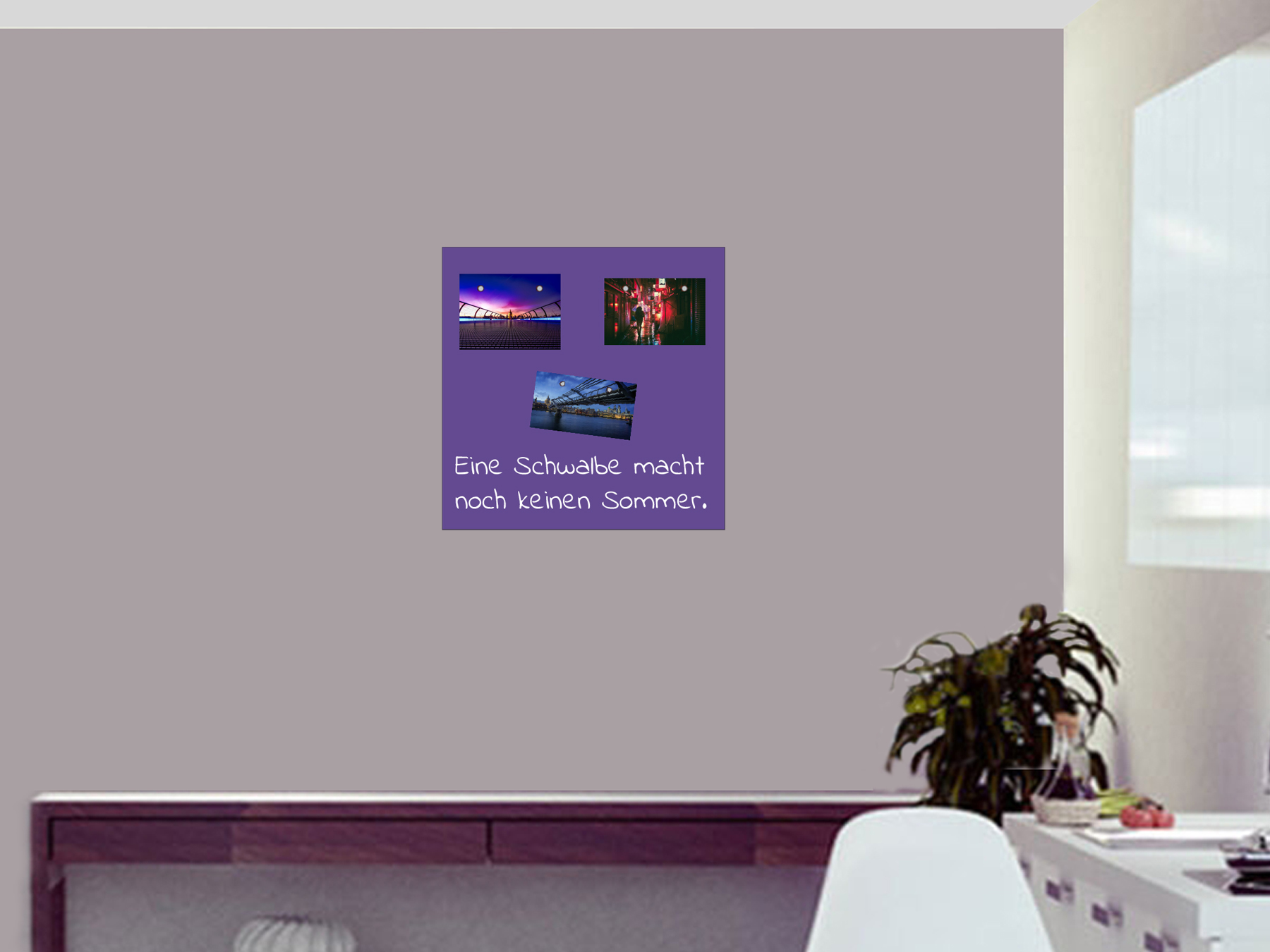50 x 50 cm | Selbstklebende magnetische Tafelfolie | Kreidestift | lila