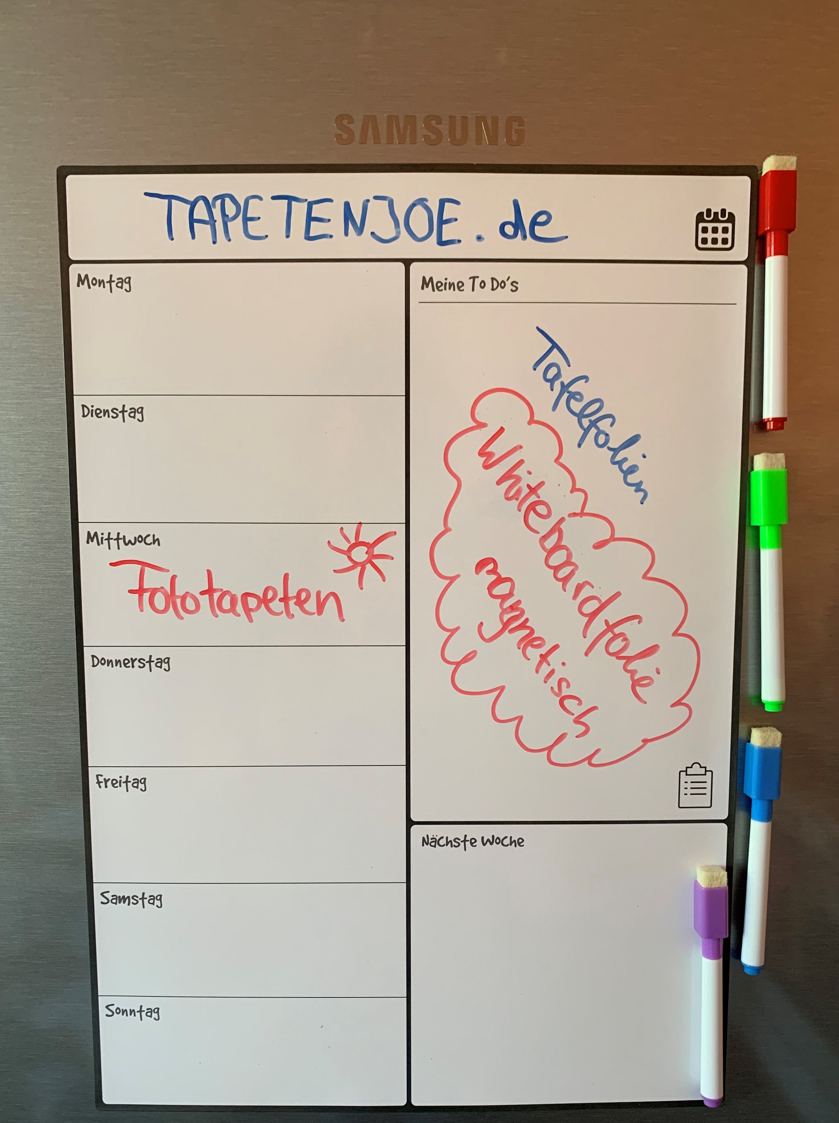  Magnetfolie Whiteboard | Wochenplan | Kühlschrankfolie 42x30cm_weiß