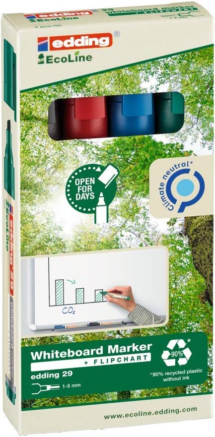 4er Set Whiteboardmarker EDDING® ECO-Line - SCHWARZ -  ROT - BLAU - GRÜN