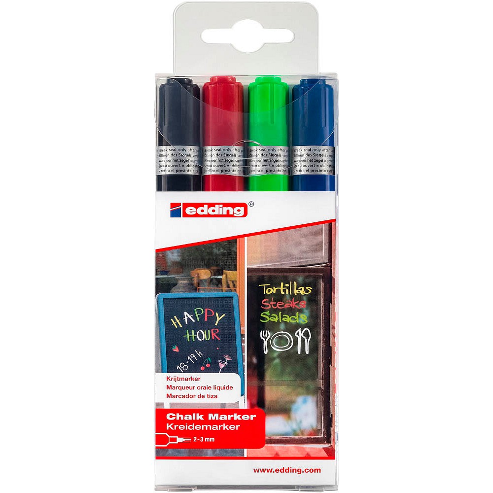 Kreidestift EDDING® 4095 - 4ER Set -  Schwarz-Rot-Grün-Blau