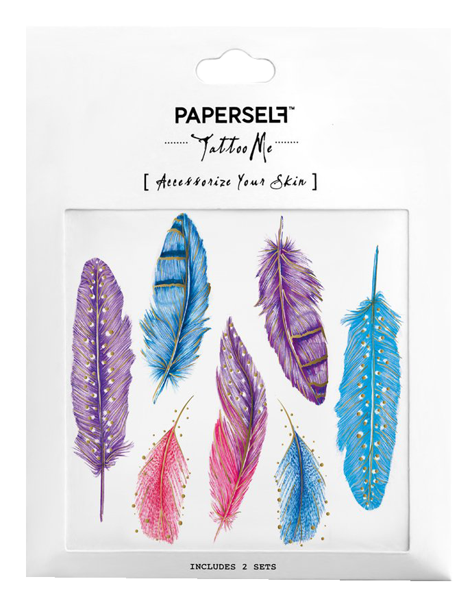 Paperself Tattoo Coloured Feathers ohne Hintergrund
