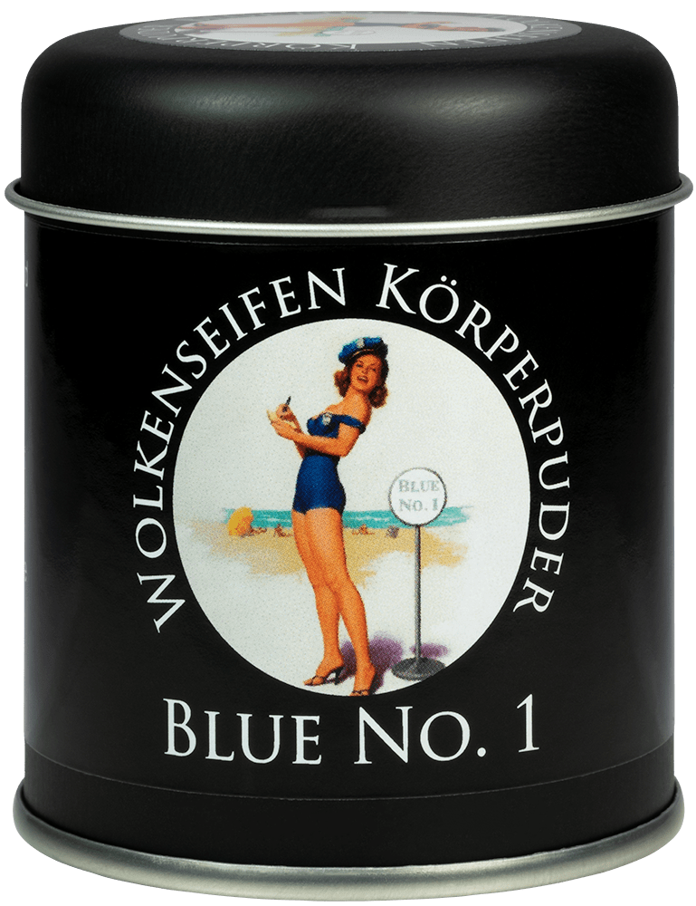 Trockenshampoo (Körperpuder) Blue No. 1 Streudose ohne Hintergrund