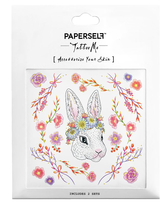 Paperself Tattoo Rabbit in the Garden ohne Hintergrund
