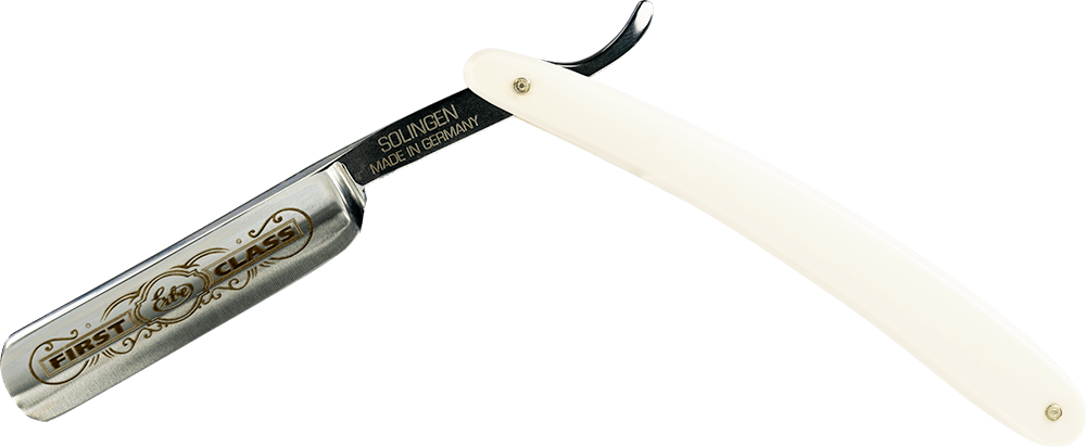 Rasiermesser mit Kunststoffgriff weiß ohne Hintergrund