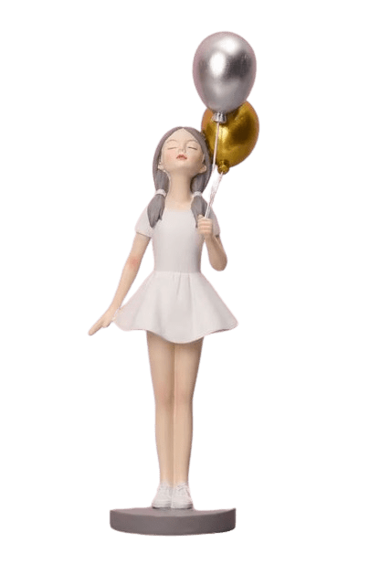 Dekofigur Resin Mädchen Ballons stehend