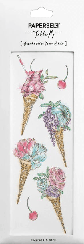 Paperself Tattoo Floral Ice Cream ohne Hintergrund