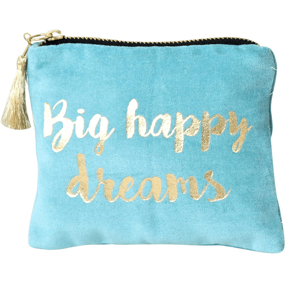 Samt-Kosmetiktasche Dreams Big Happy Dreams ohne Hintergrund