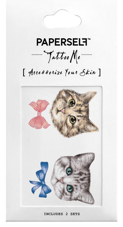 Paperself Tattoo Kitten with Bows ohne Hintergrund