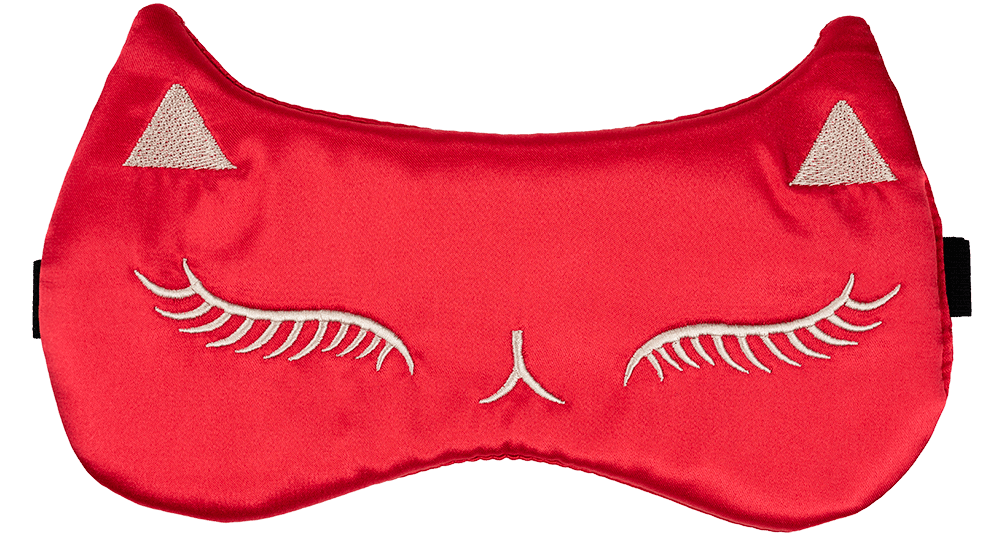Katzen-Schlafmaske Rot ohne Hintergrund